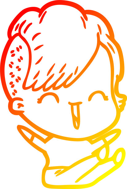 温暖的梯度线画卡通快乐的潮人图片下载