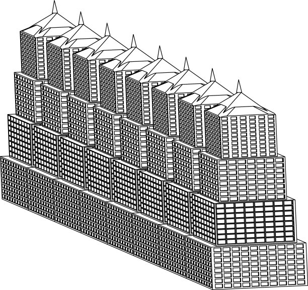 白色框架建筑图片下载