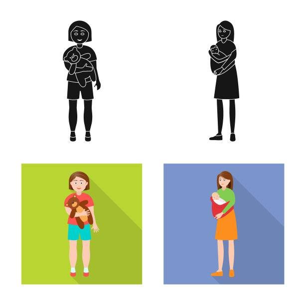 孤立的对象人物和头像图标集图片下载