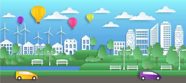 纸城艺术夏日小镇折纸风格图片下载