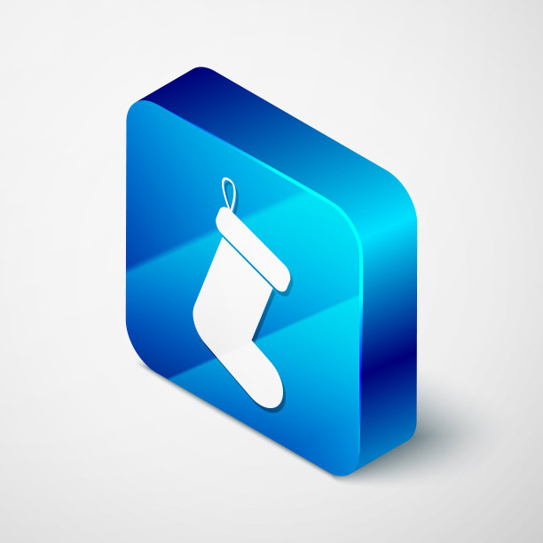 等距圣诞袜图标孤立在白色图片下载