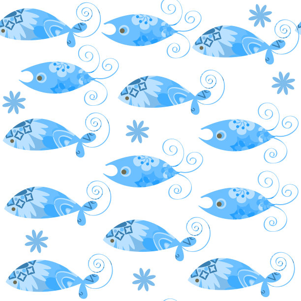蓝鱼简单的无缝图案是位于图片下载