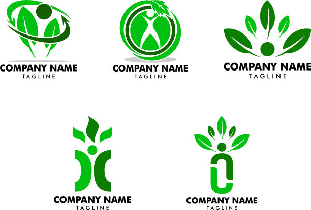 人类树叶Logo模板图片下载