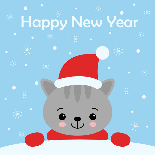 圣诞猫卡通人物小猫可爱图片下载