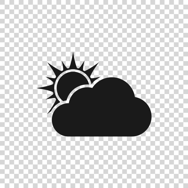 灰色的太阳和云天气图标孤立上图片下载