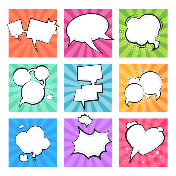 卡通卡通泡泡演讲复古气球图片下载