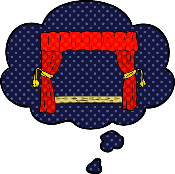 卡通拉开窗帘，思想泡泡在漫画里图片下载