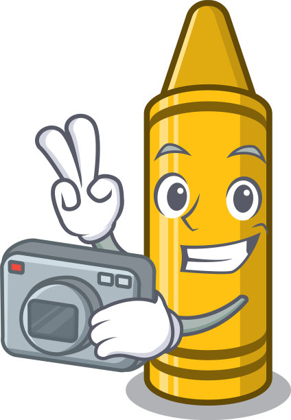 摄影师黄色蜡笔在卡通钱包图片下载