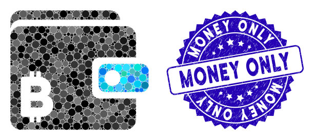 马赛克比特币钱包图标与危难资金图片下载