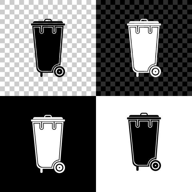 垃圾桶图标孤立在黑白和图片下载