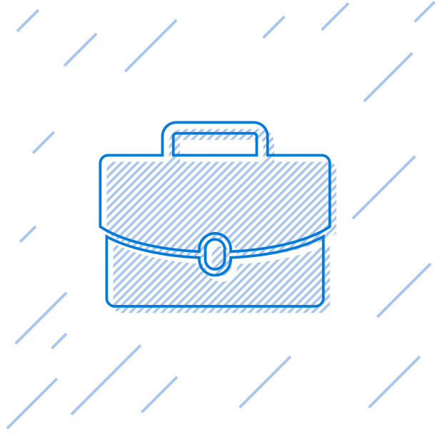 蓝色公文包线图标隔离在白色上图片下载