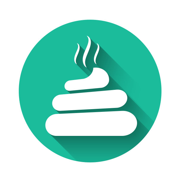 白色大便图标孤立与长阴影绿色图片下载