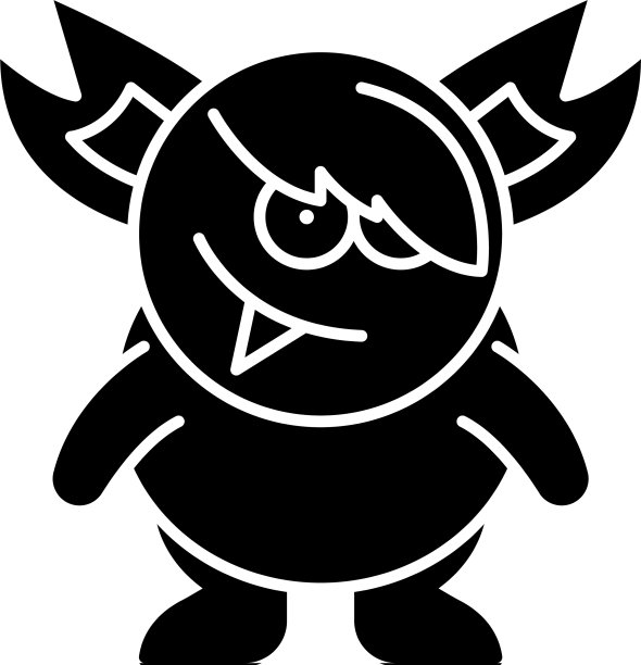 怪物黑色图标标志孤立图片下载