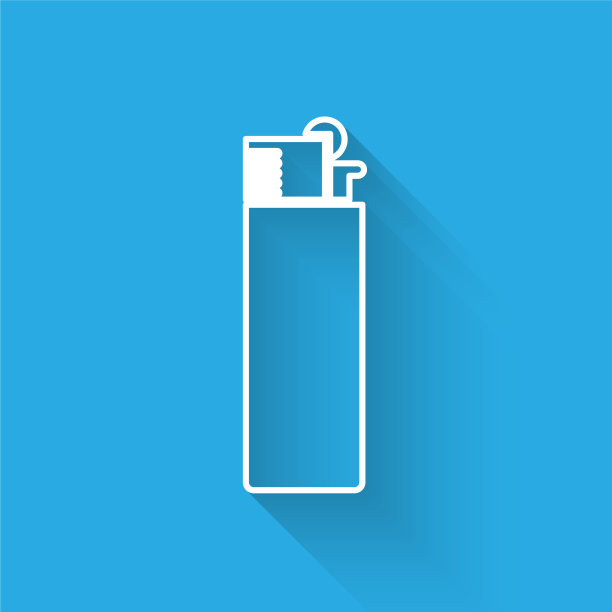 白色打火机图标孤立与长阴影图片下载