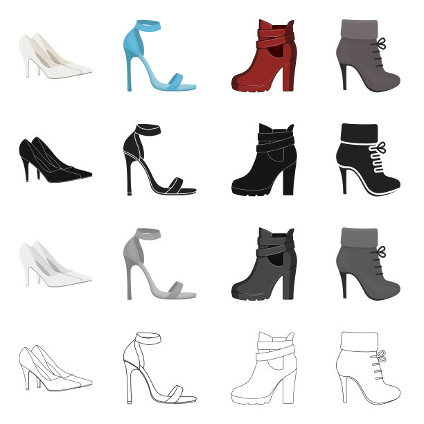 孤立的对象脚跟和高标志设置脚跟图片下载