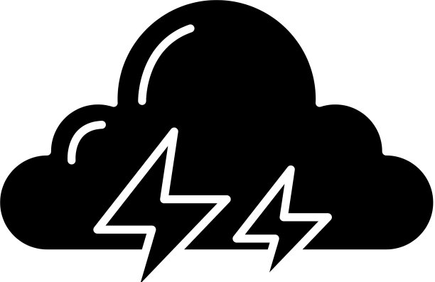 雷暴黑色图标标志孤立图片下载