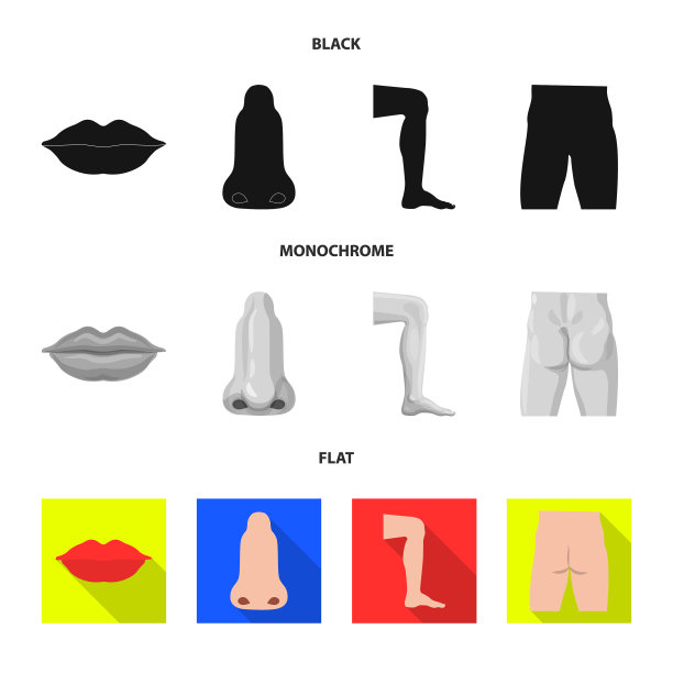 孤立物体人体和部分符号集图片下载