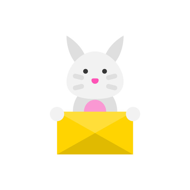 兔子和字母复活节平风格的图标图片下载