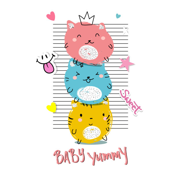 可爱的猫排版标语印刷图片下载