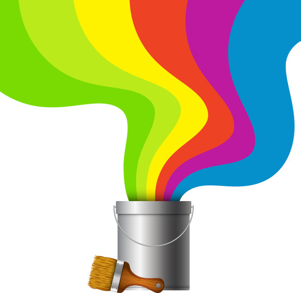 桶里装着油漆和刷子图片下载