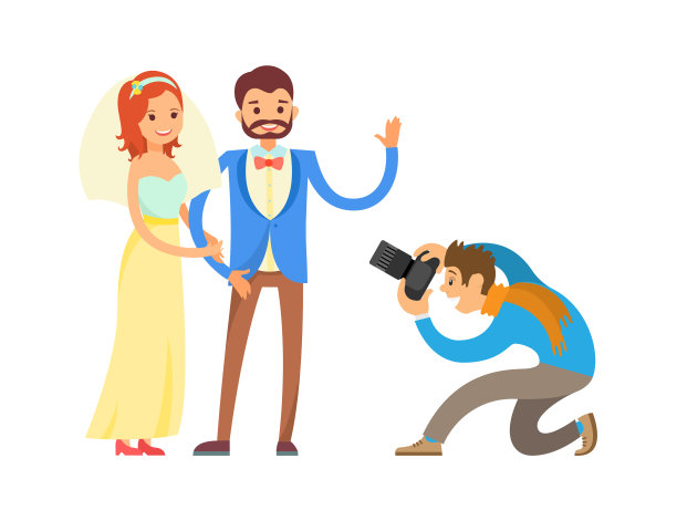 摄影师为新婚夫妇拍摄婚纱照图片下载