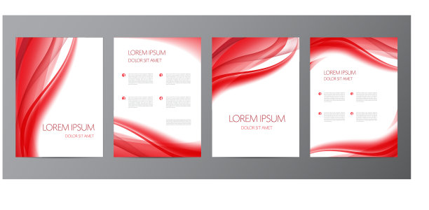 设置红色波浪抽象封面小册子图片下载