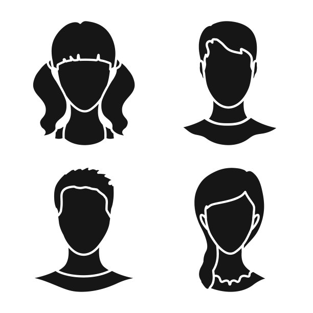 设计字符和轮廓图标集图片下载