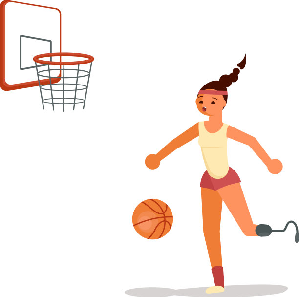 男残疾女青年运动员打篮球图片下载