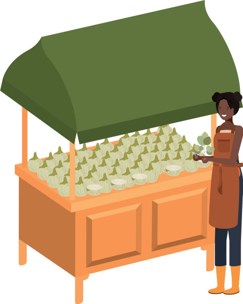 蔬菜摊贩女子与孤立的图标图片下载