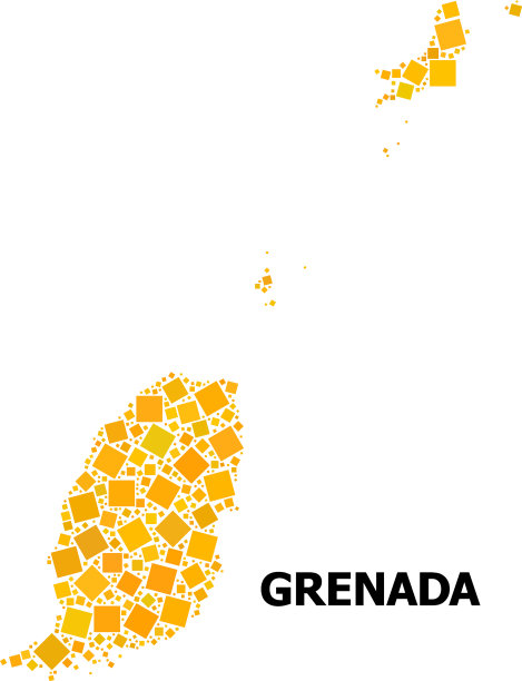 黄金旋转方形图案地图格林纳达群岛图片下载