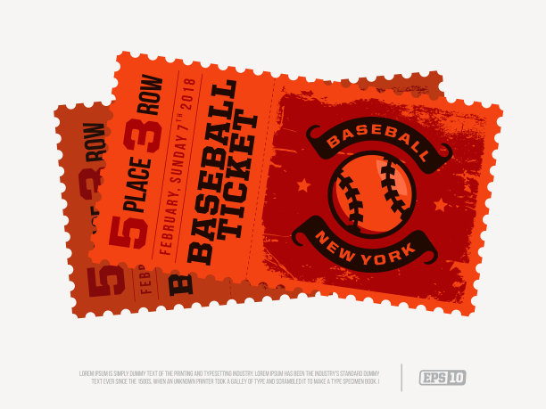 两款现代专业棒球球票设计图片下载