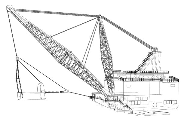 拉铲挖土机挖掘机行走图片下载
