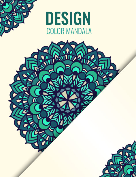 海报与翡翠曼荼罗在米色背景图片下载