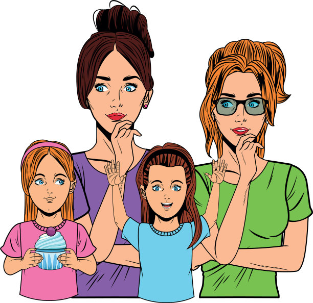 年轻妇女和小女孩图片下载