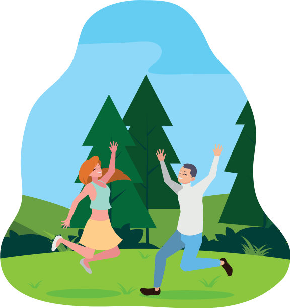 快乐的年轻夫妇在营地庆祝图片下载