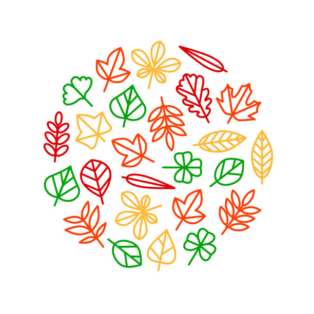 叶子标志细线圆设计模板AD图片下载