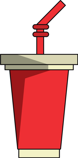汽水杯与卡通吸管隔离图片下载