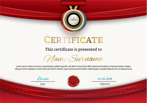 官方证明具有红色弧线设计元素图片下载