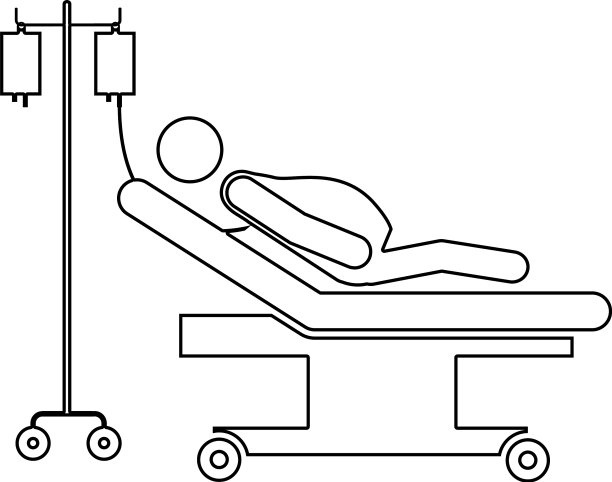 剪影孕妇在担架临床图片下载