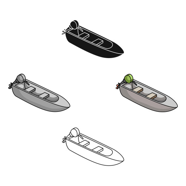 带马达的小型金属渔船图片下载