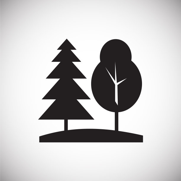 森林图标在白色背景的图形和图片下载