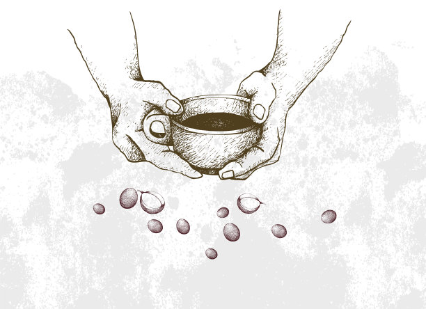 手拉着手端着一杯热咖啡图片下载