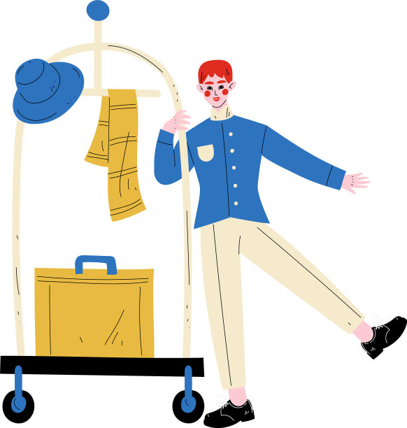 行李员或行李车的行李员图片下载