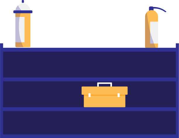 架子与工具箱机械师和灭火器图片下载