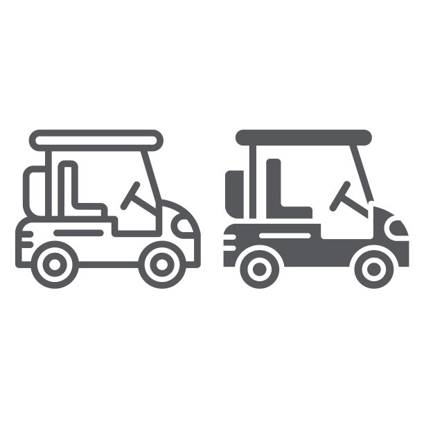 golf球车线条和字形图标，运输和图片下载