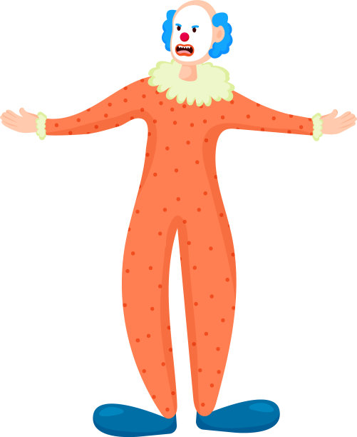 蓝色头发，红色嘴唇和橙色的可怕小丑图片下载