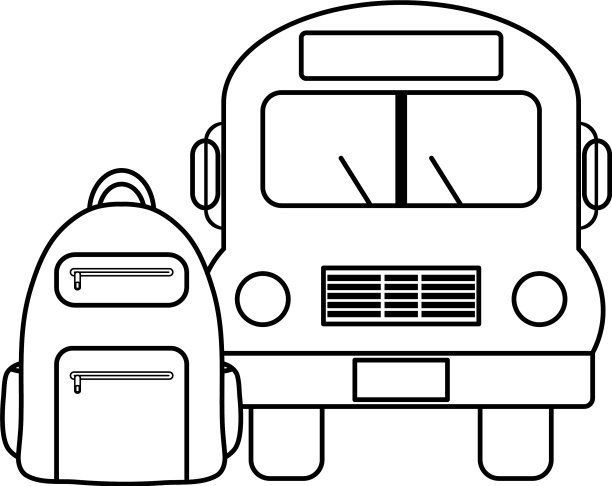 校车校车带书包图片下载