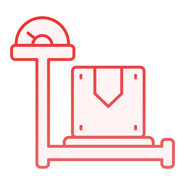 货物重量扁平图标，货物重量为红色图片下载