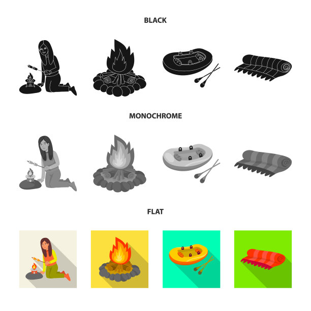 孤立对象野炊和野生动物标志图片下载