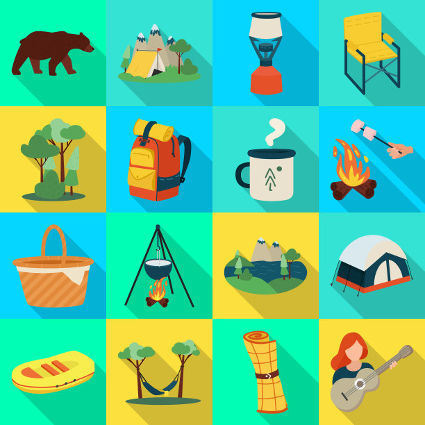 设计徒步和野生动物标志图片下载